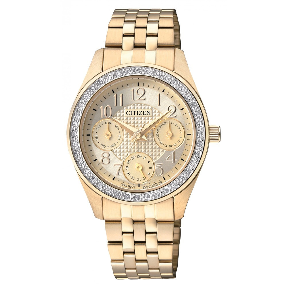 CITIZEN LADIES ALL GOLD DIAL & BRACELET & BEZEL WITH STONES