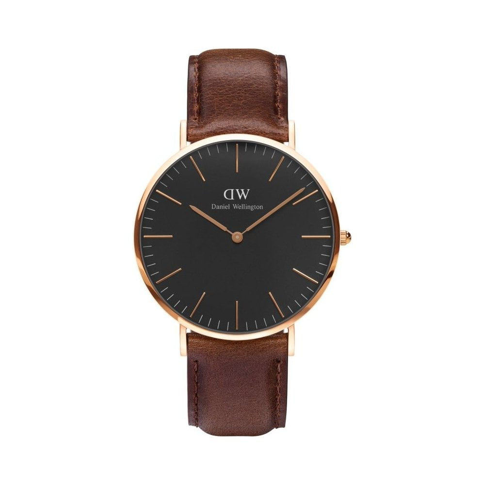 CLASSIC 40MM BRISTOL ROSE GOLD STAINLESS STEEL WATCH WITH BLACK DIAL