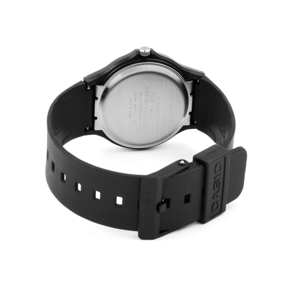CLASSIC ANALOGUE WATCH WITH BLACK RESIN STRAP AND WHITE DIAL