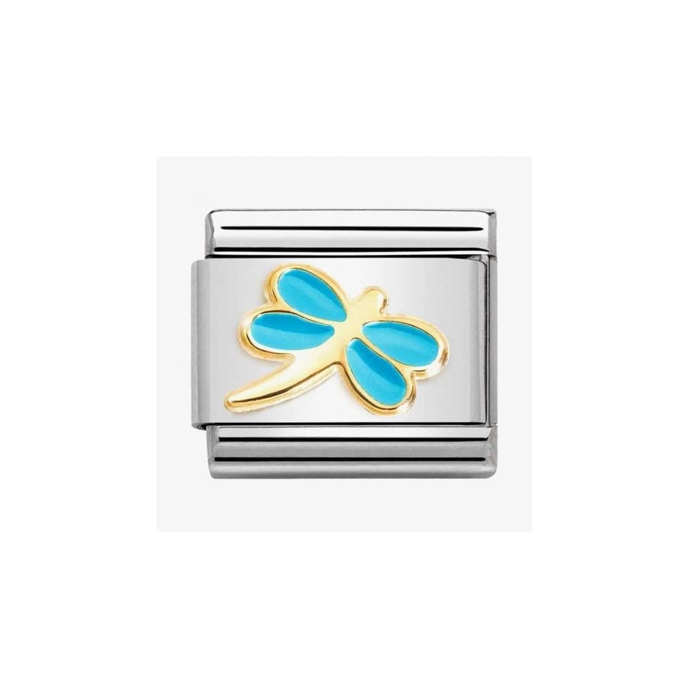CLASSIC Composable Gold Turquoise Enamel Dragonfly Charm 