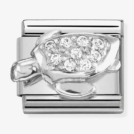 CLASSIC Composable Sterling Silver Cubic Zirconia Sea Turtle Charm