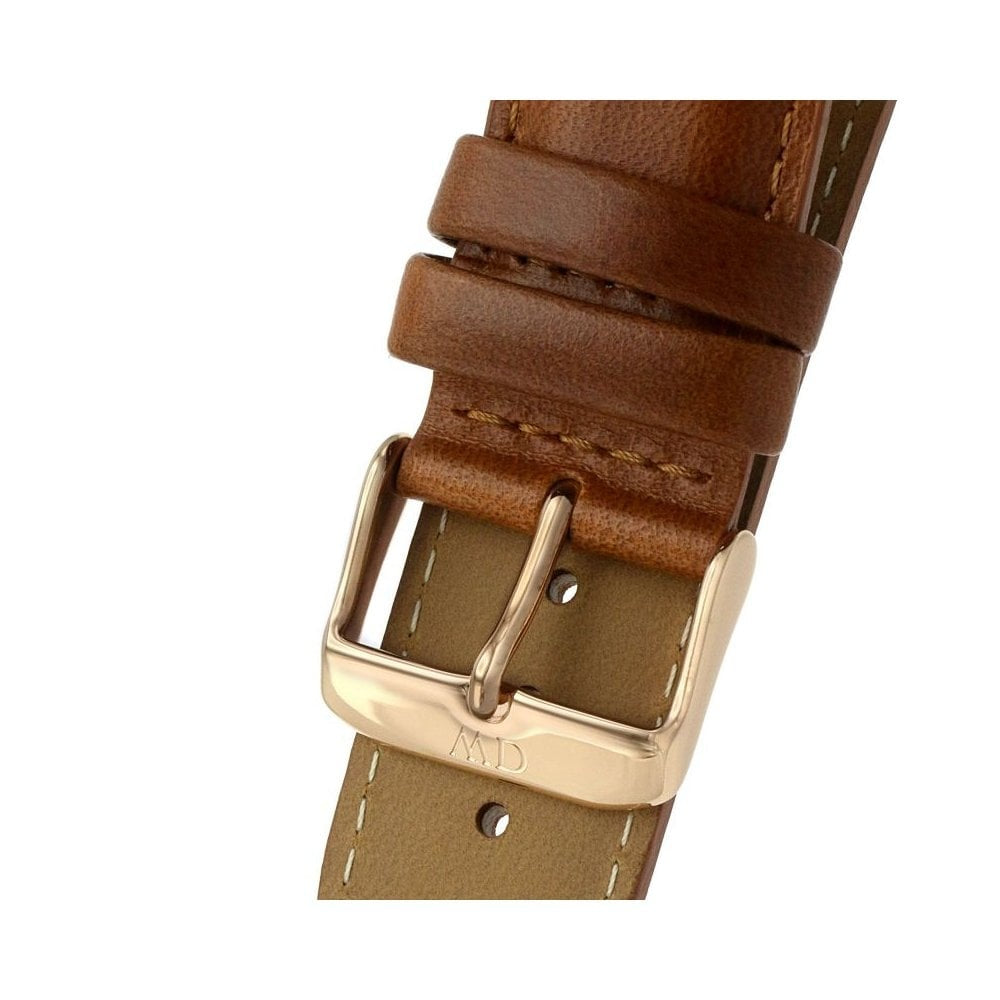 CLASSIC DURHAM 40MM ROSE GOLD STAINLESS STEEL WATCH WITH TAN BROWN STRAP