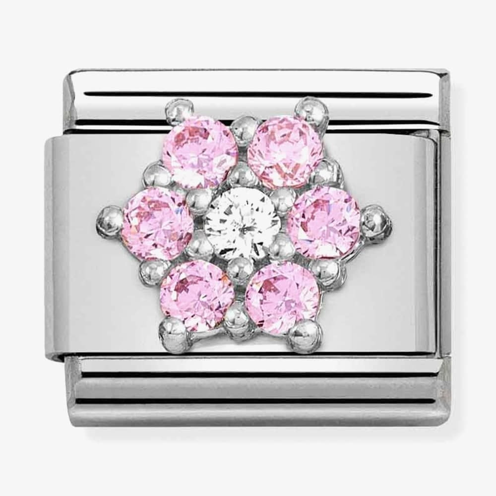 CLASSIC FLOWER CHARM WITH PINK & WHITE ZIRCONIA