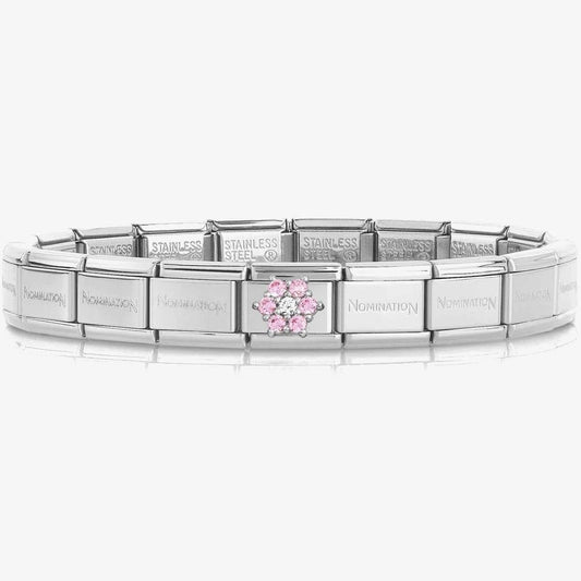 CLASSIC FLOWER CHARM WITH PINK & WHITE ZIRCONIA
