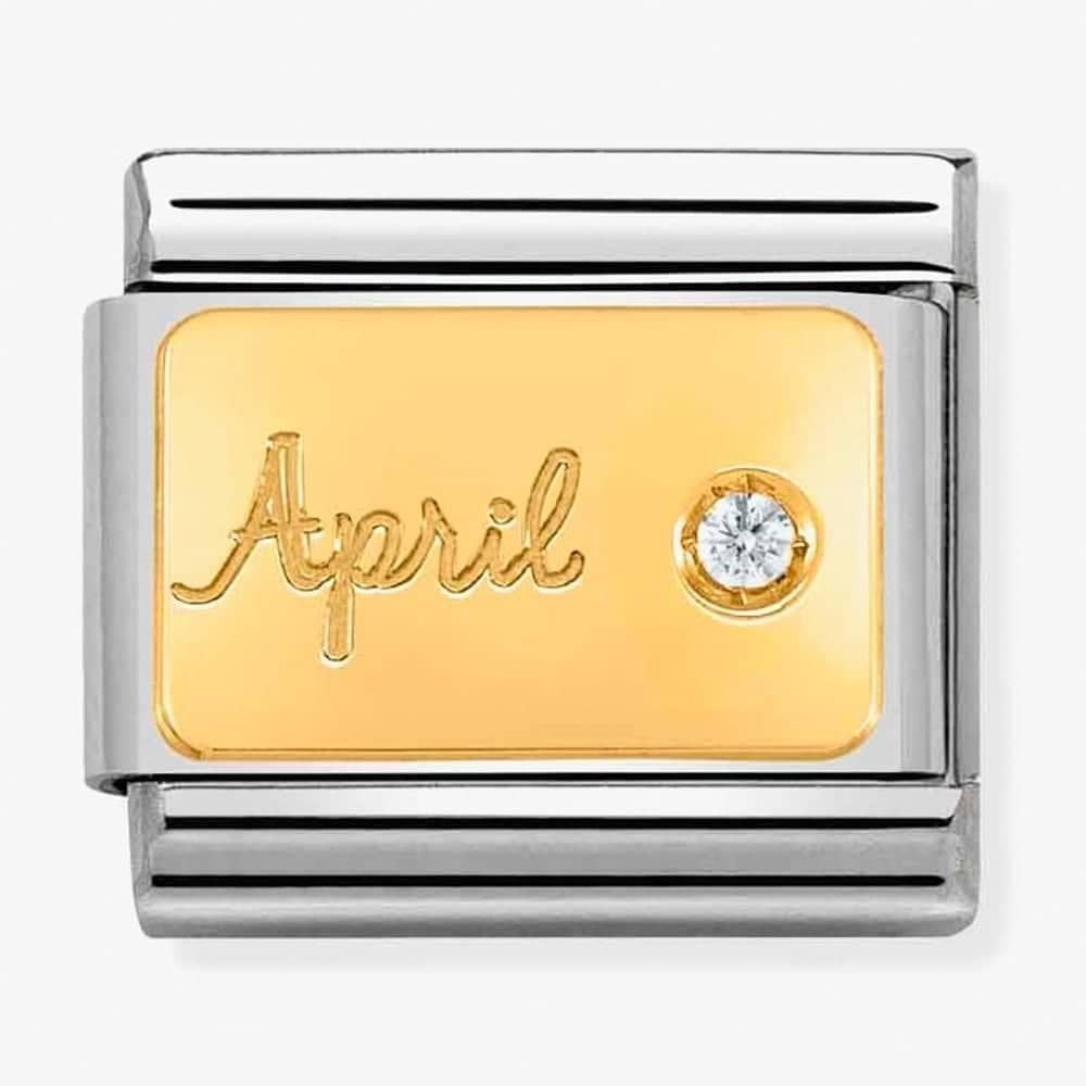 CLASSIC GOLD APRIL BIRTHSTONE CHARM WITH ZIRCONIA 