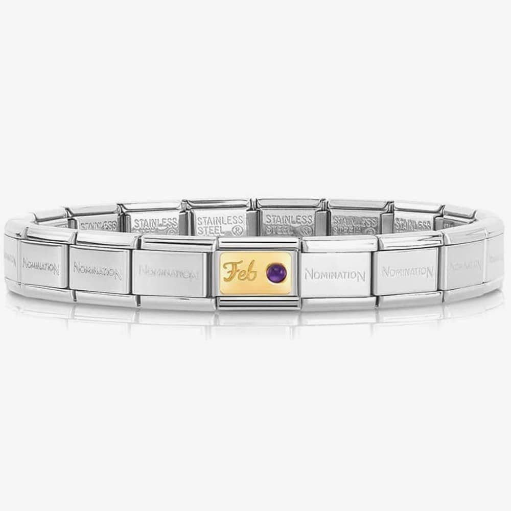 CLASSIC GOLD FEBRAURY BIRTHSTONE WITH AMETHYST GEMSTONE