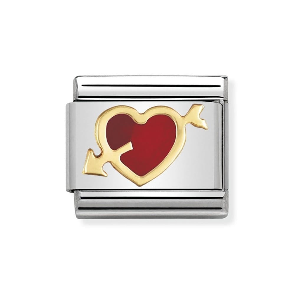 CLASSIC GOLD HEART WITH ARROW & RED ENAMEL