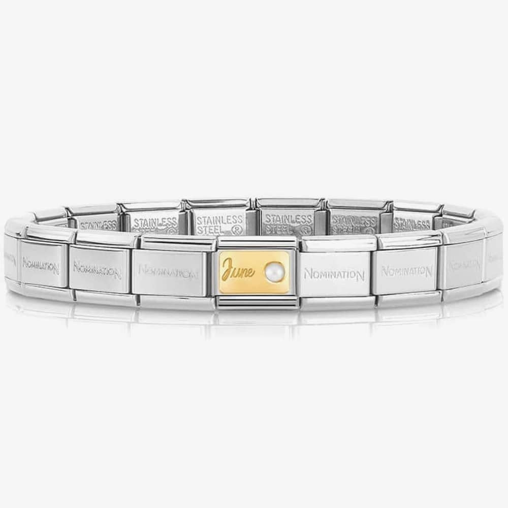 CLASSIC GOLD JUNE BIRTHSTONE CHARM WITH FRESH WATER PEARL 