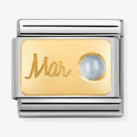 CLASSIC GOLD MARCH BIRTHSTONE CHARM WITH AQUAMARINE GEMSTONE