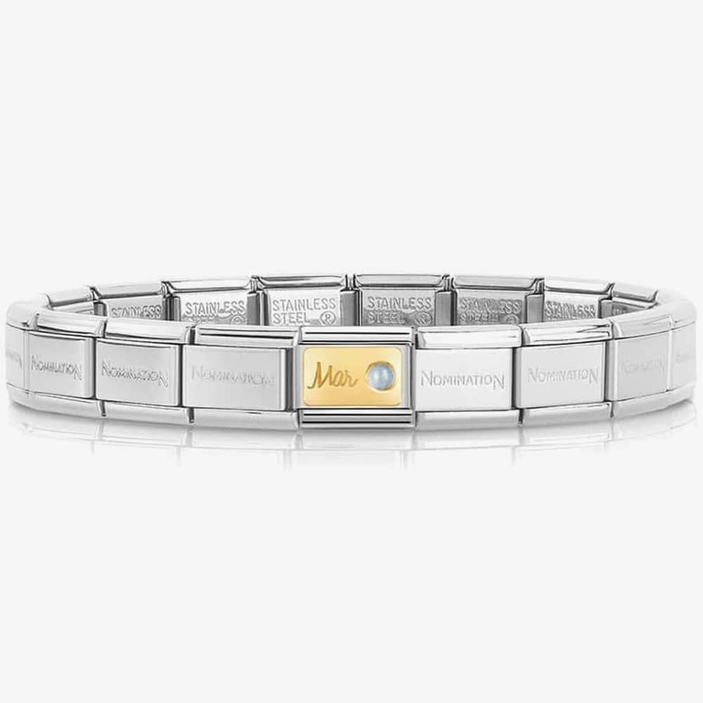 CLASSIC GOLD MARCH BIRTHSTONE CHARM WITH AQUAMARINE GEMSTONE