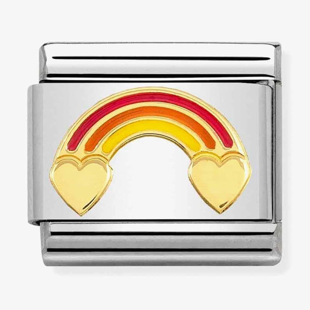 CLASSIC GOLD & RED DOUBLE HEART RAINBOW CHARM