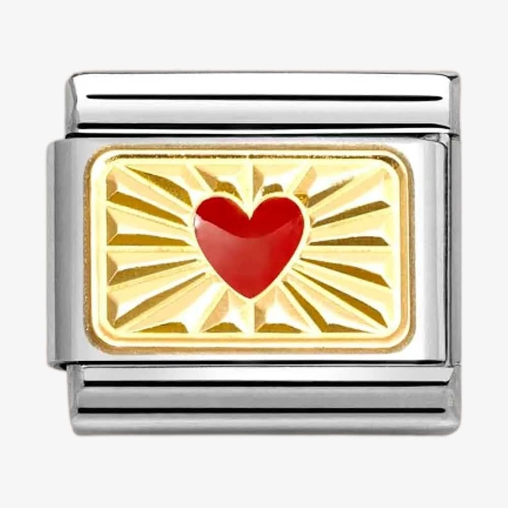 CLASSIC Gold Etched Plaque With Red Heart Charm