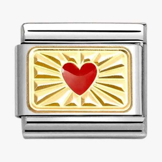 CLASSIC Gold Etched Plaque With Red Heart Charm