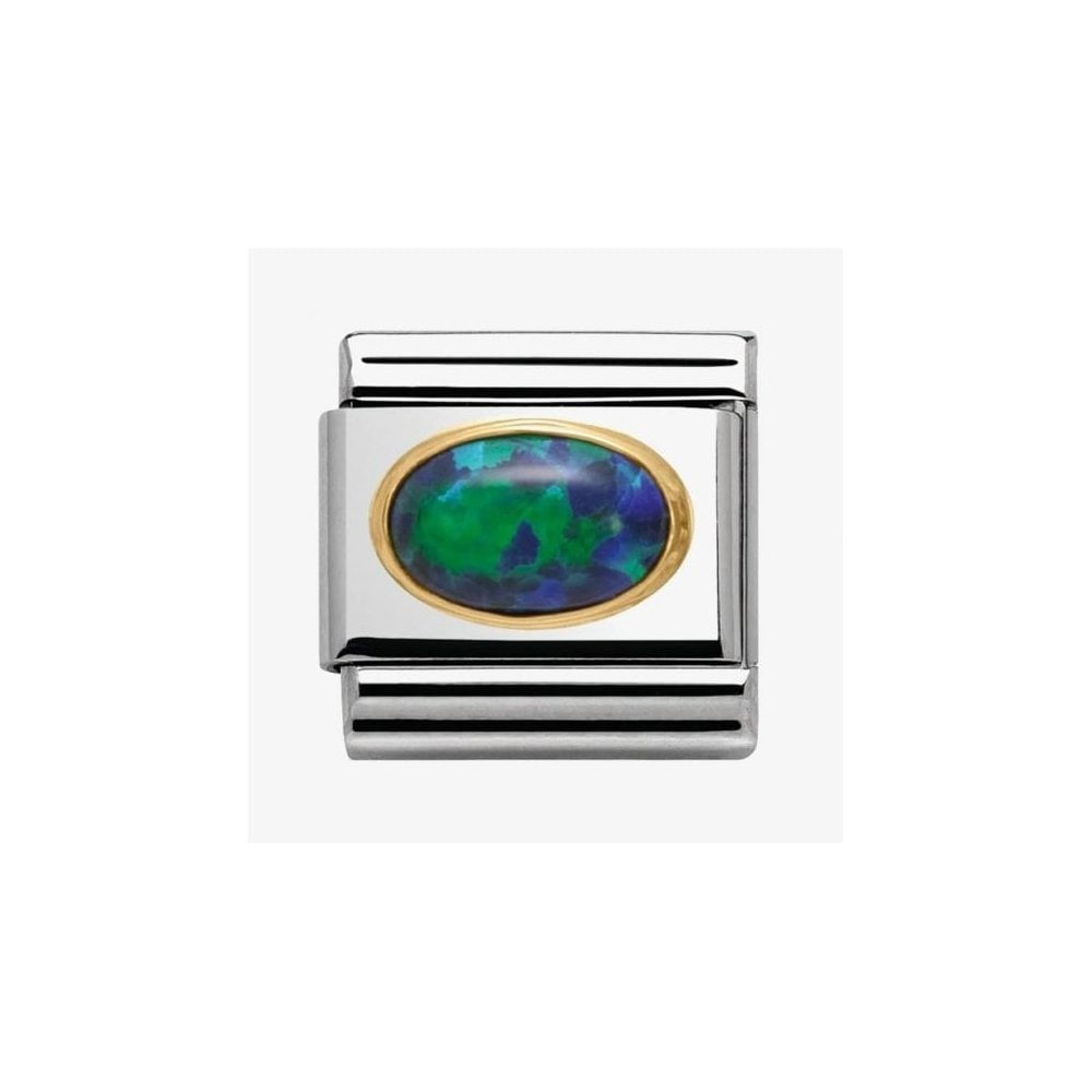 CLASSIC Gold Oval Stones Green Opal Charm