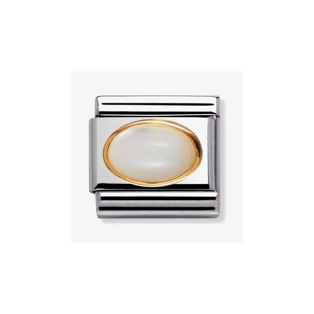 CLASSIC Gold Oval Stones Mother Of Pearl Charm