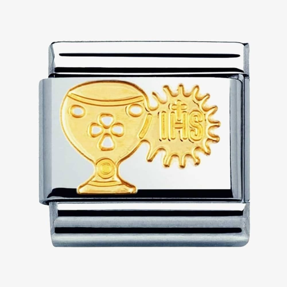 CLASSIC Gold Religious CHALICE+ HOST in stainless steel and 18k gold