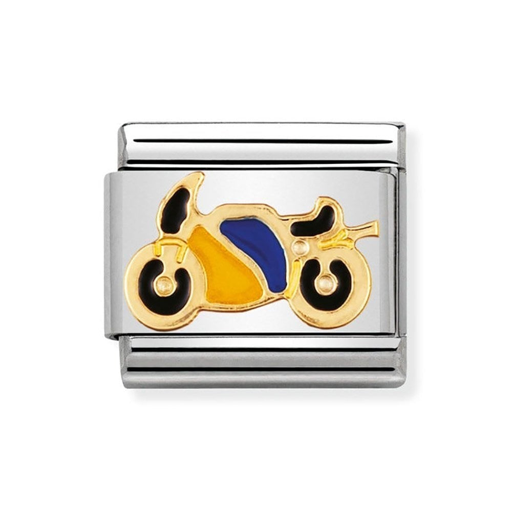 CLASSIC Gold Yellow & Blue Motorbike Charm