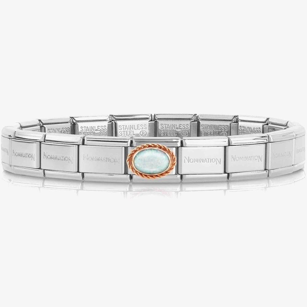CLASSIC OVAL OPAL CHARM WITH ROSE GOLD SURROUND