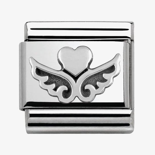 CLASSIC OXIDISED ANGEL WINGS CHARM WITH HEART