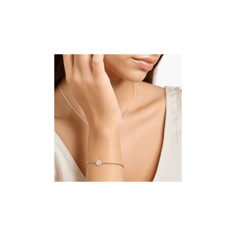 CLASSIC PAVÉ 18CT ROSE GOLD ON SILVER BRACELET