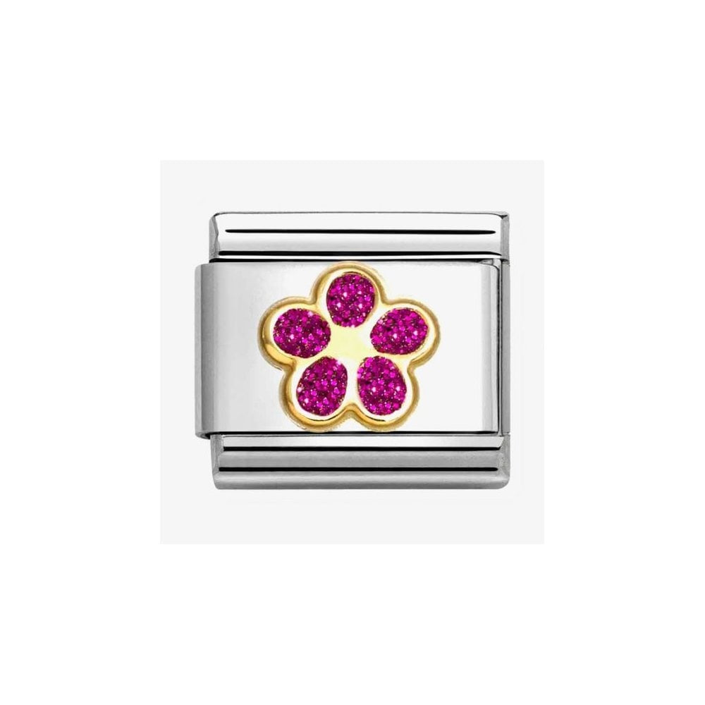 CLASSIC Pink Glitter Flower Charm