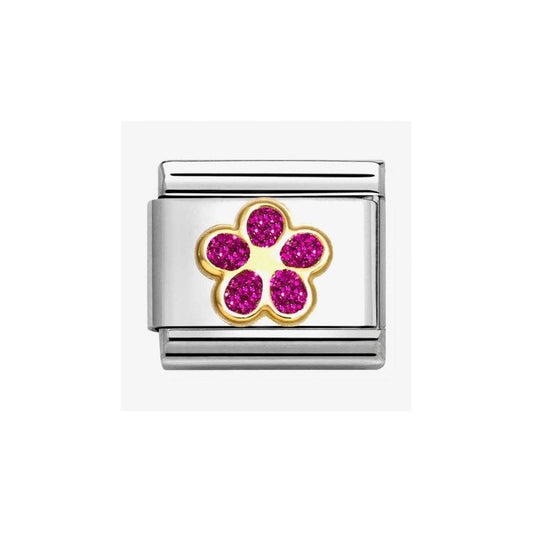 CLASSIC Pink Glitter Flower Charm