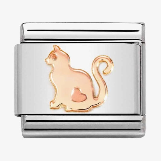 CLASSIC ROSE GOLD CAT CHARM WITH HEART DETAIL
