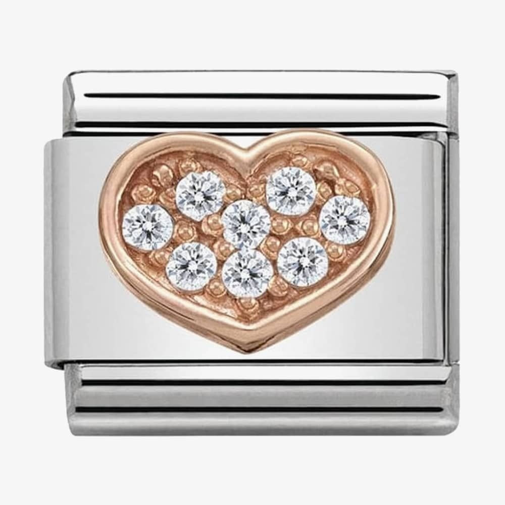 CLASSIC ROSE GOLD HEART CHARM WITH CUBIC ZIRCONIA