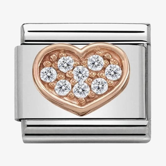 CLASSIC ROSE GOLD HEART CHARM WITH CUBIC ZIRCONIA