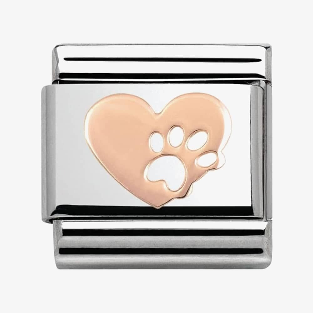 CLASSIC ROSE GOLD HEART WITH CAT PAW DETAIL