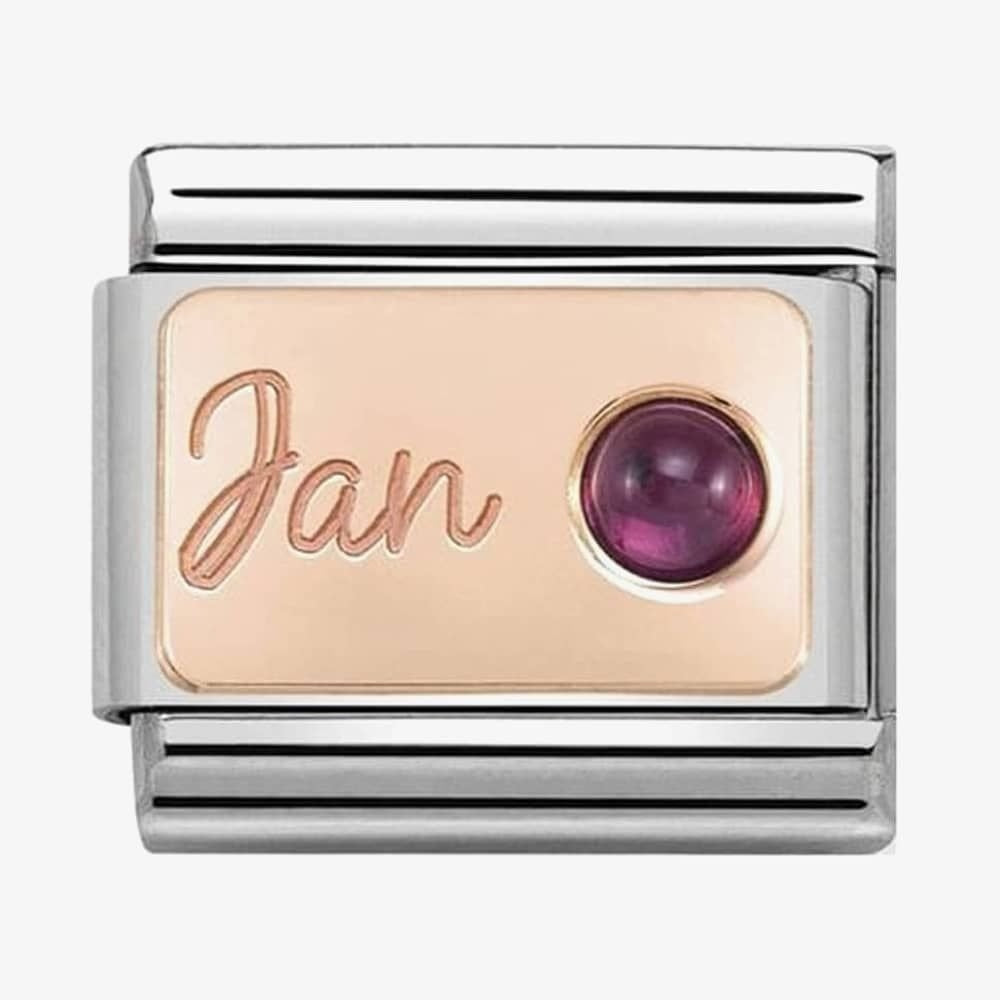 CLASSIC ROSE GOLD JANUARY BIRTHSTONE CHARM WITH GARNET GEMSTONE
