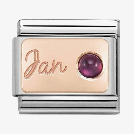 CLASSIC ROSE GOLD JANUARY BIRTHSTONE CHARM WITH GARNET GEMSTONE