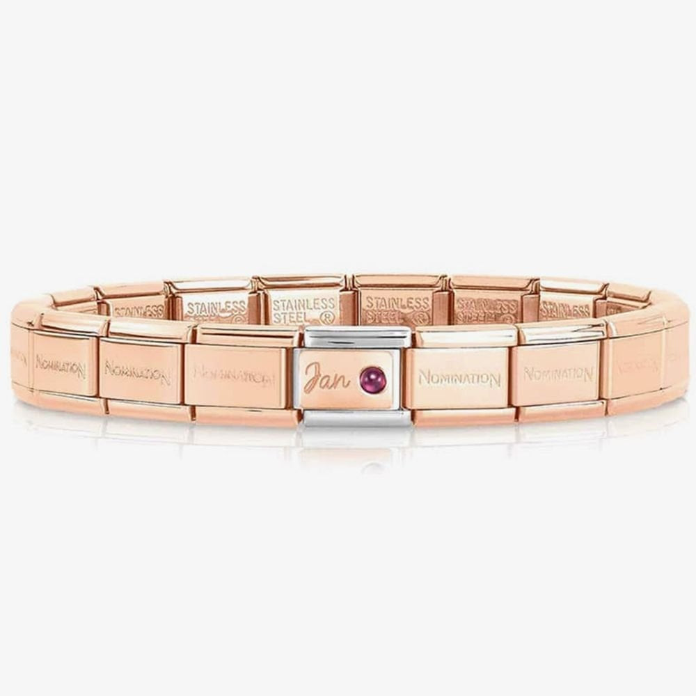 CLASSIC ROSE GOLD JANUARY BIRTHSTONE CHARM WITH GARNET GEMSTONE