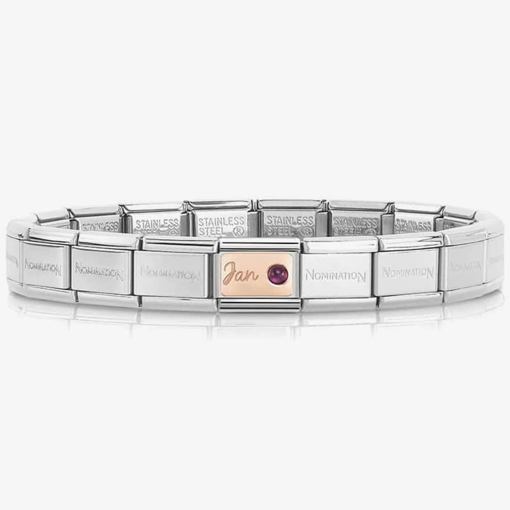 CLASSIC ROSE GOLD JANUARY BIRTHSTONE CHARM WITH GARNET GEMSTONE