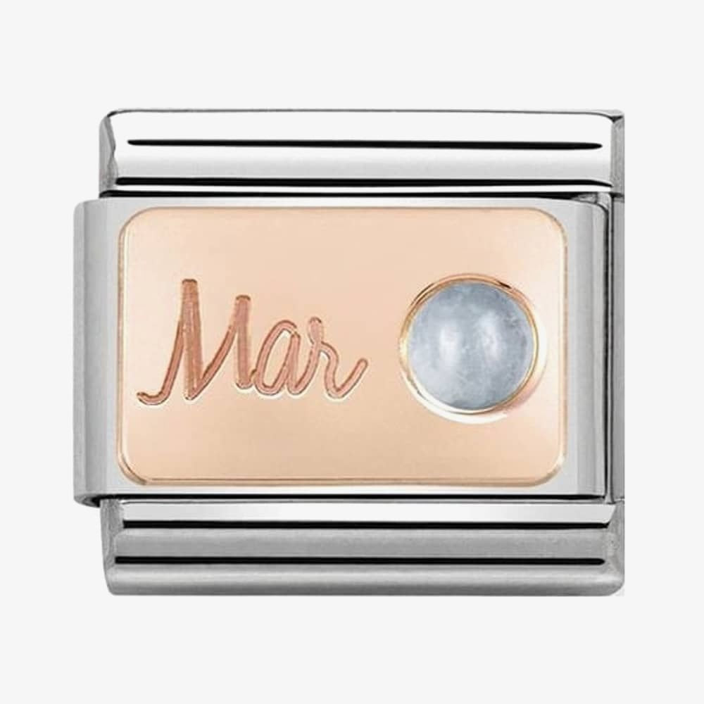 CLASSIC ROSE GOLD MARCH BIRTHSTONE CHARM WITH AQUAMARINE GEMSTONE