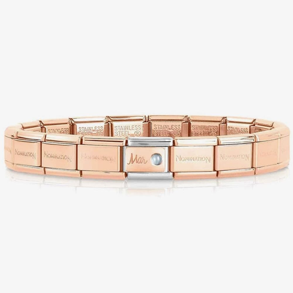 CLASSIC ROSE GOLD MARCH BIRTHSTONE CHARM WITH AQUAMARINE GEMSTONE