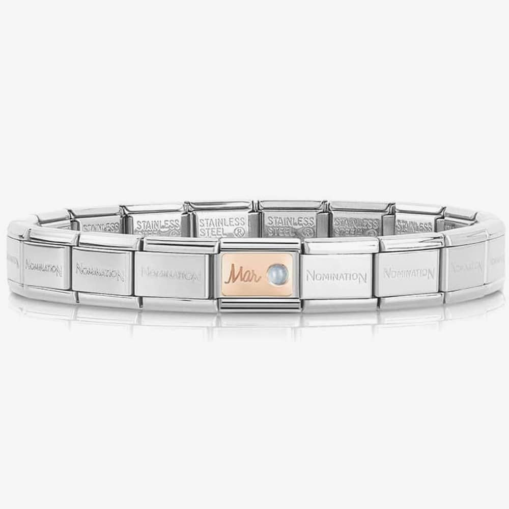 CLASSIC ROSE GOLD MARCH BIRTHSTONE CHARM WITH AQUAMARINE GEMSTONE