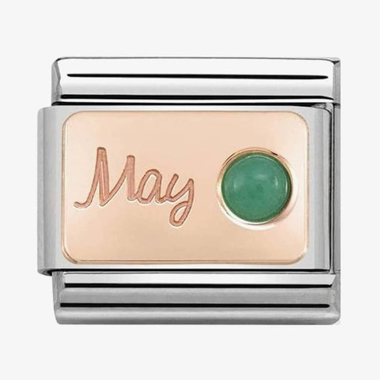 CLASSIC ROSE GOLD MAY BIRTHSTONE WITH EMERALD GEMSTONE
