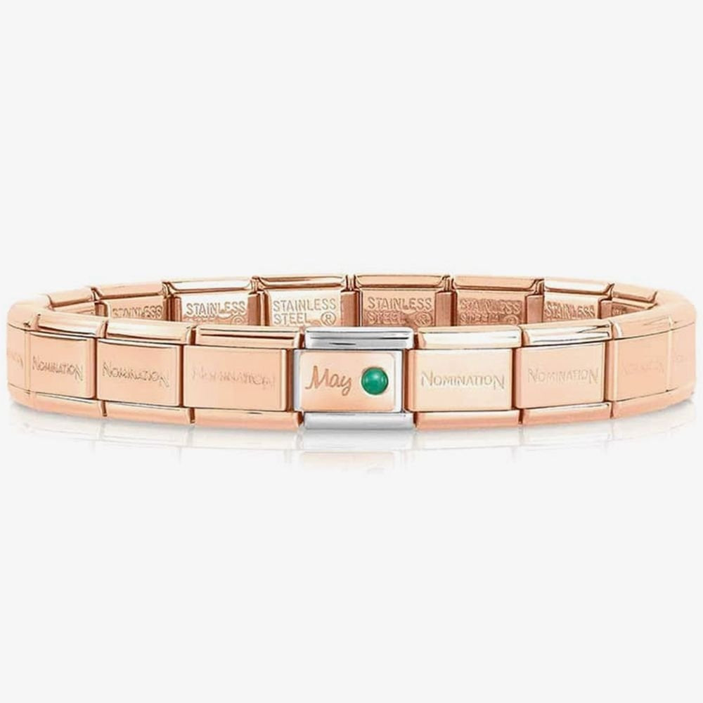 CLASSIC ROSE GOLD MAY BIRTHSTONE WITH EMERALD GEMSTONE