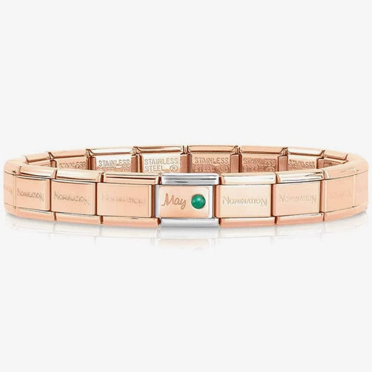 CLASSIC ROSE GOLD MAY BIRTHSTONE WITH EMERALD GEMSTONE