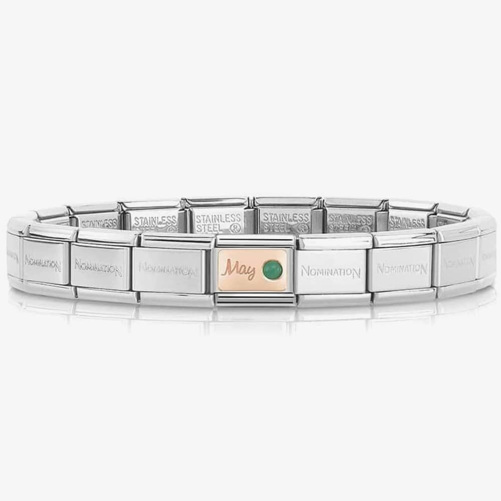 CLASSIC ROSE GOLD MAY BIRTHSTONE WITH EMERALD GEMSTONE