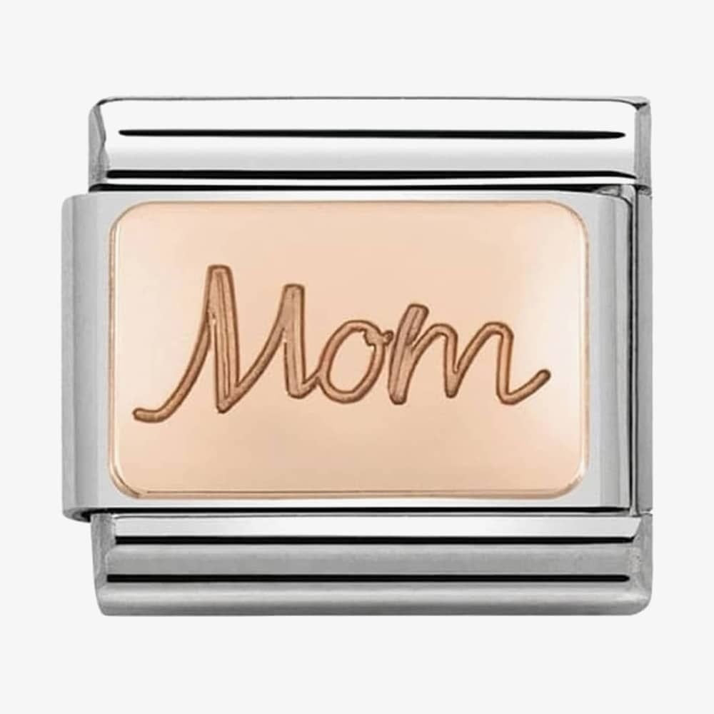 CLASSIC ROSE GOLD PLATE CHARM WIRH MOM IN WRITING