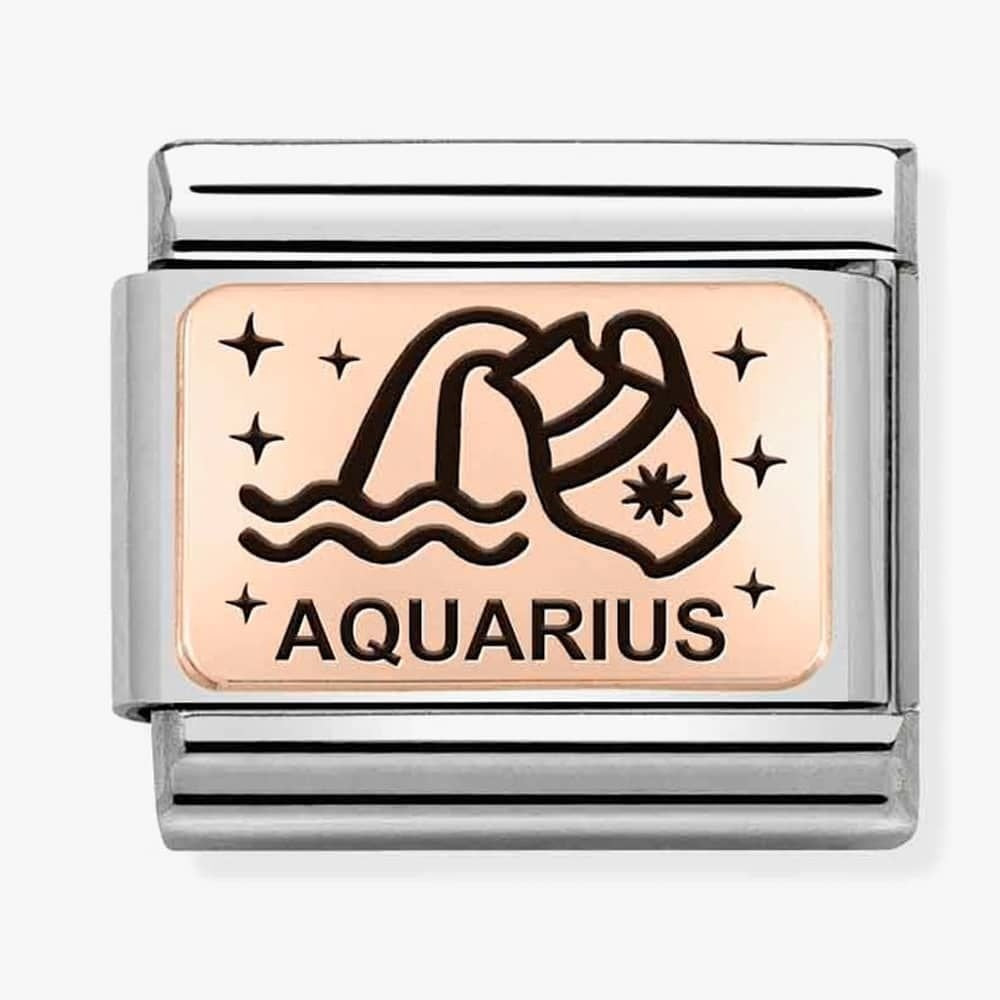 CLASSIC ROSE GOLD PLATE WITH AQUARIUS SYMBOL & WRITING