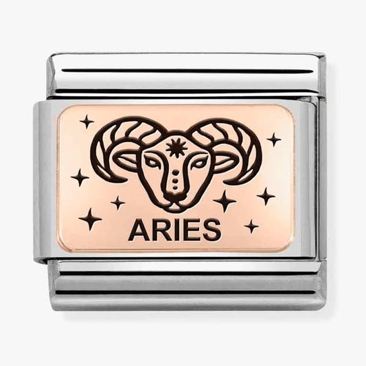 CLASSIC ROSE GOLD PLATE WITH ARIES SYMBOL AND WRITING