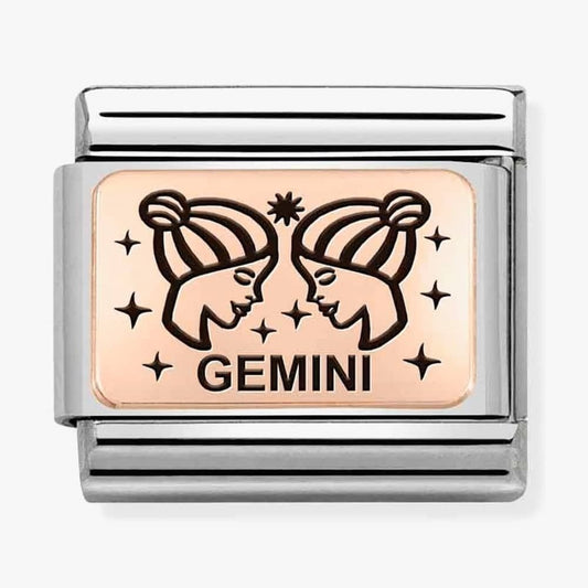 CLASSIC ROSE GOLD PLATE WITH GEMINI SYMBOL & WRITING