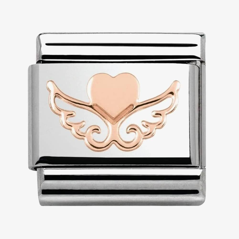 CLASSIC ROSE GOLD PLATE WITH HEART & ANGEL WINGS OUTLINE