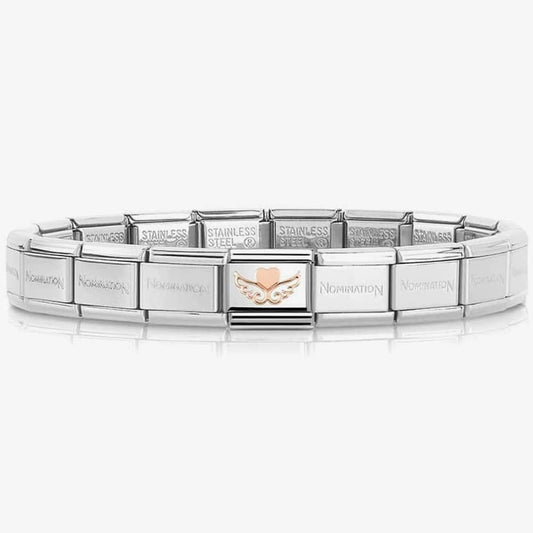 CLASSIC ROSE GOLD PLATE WITH HEART & ANGEL WINGS OUTLINE