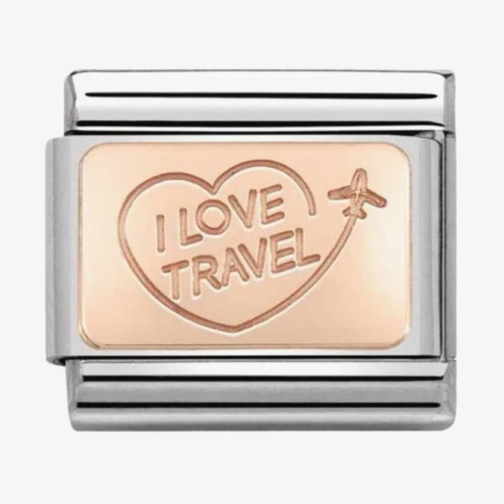CLASSIC ROSE GOLD PLATE WITH I Love Travel & Plane 