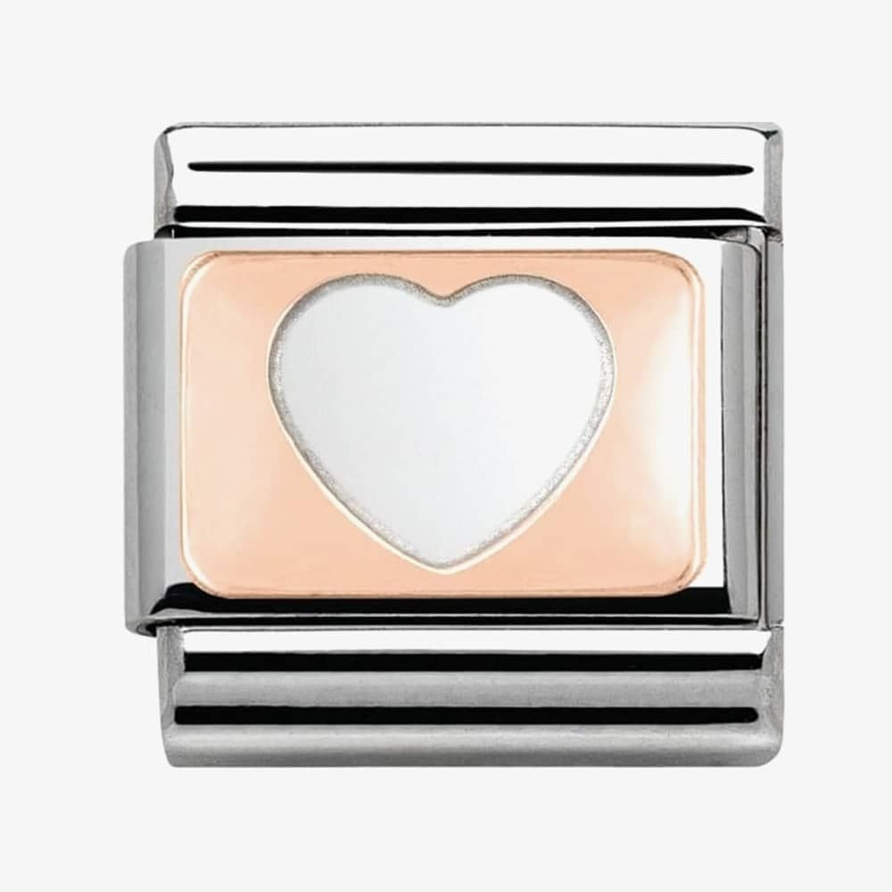CLASSIC ROSE GOLD PLATE WITH WHITE CUT OUT HEART 