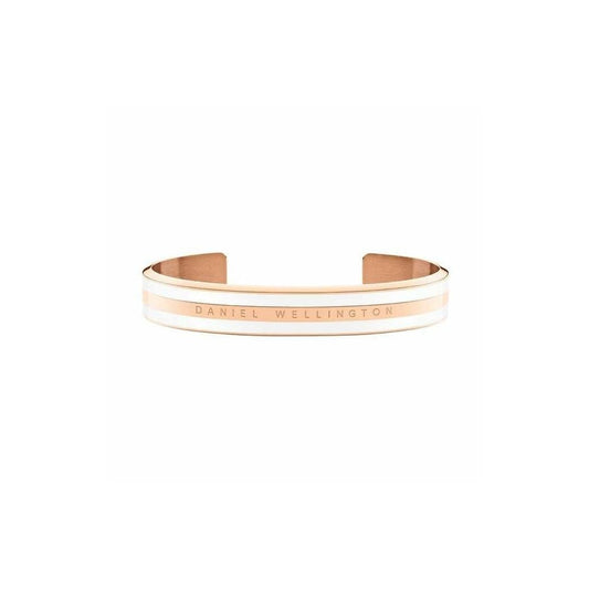 CLASSIC ROSE GOLD & WHITE SATIN BANGLE WITH DW LOGO ON FRONT